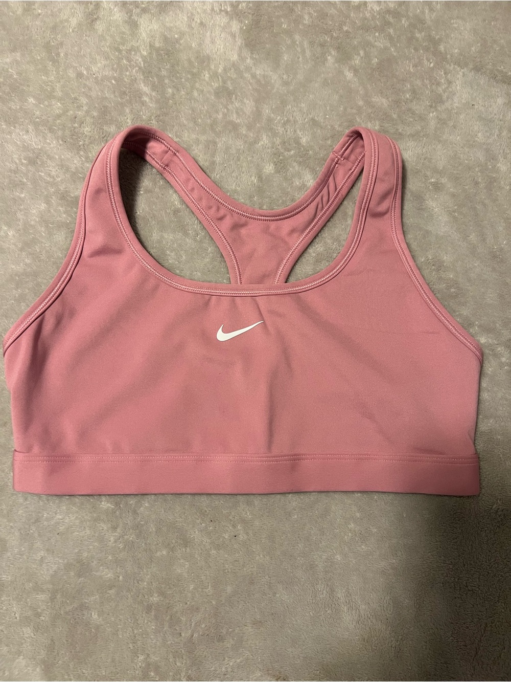 Nike Pink Racerback Sports Bra with White Swoosh
